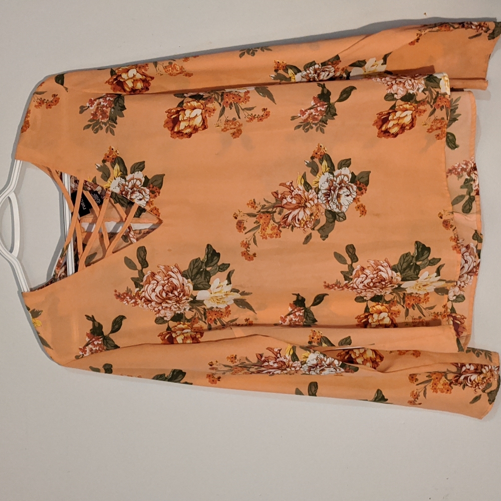 Floral Sheer Rue21 Blouse (XL) Coral
